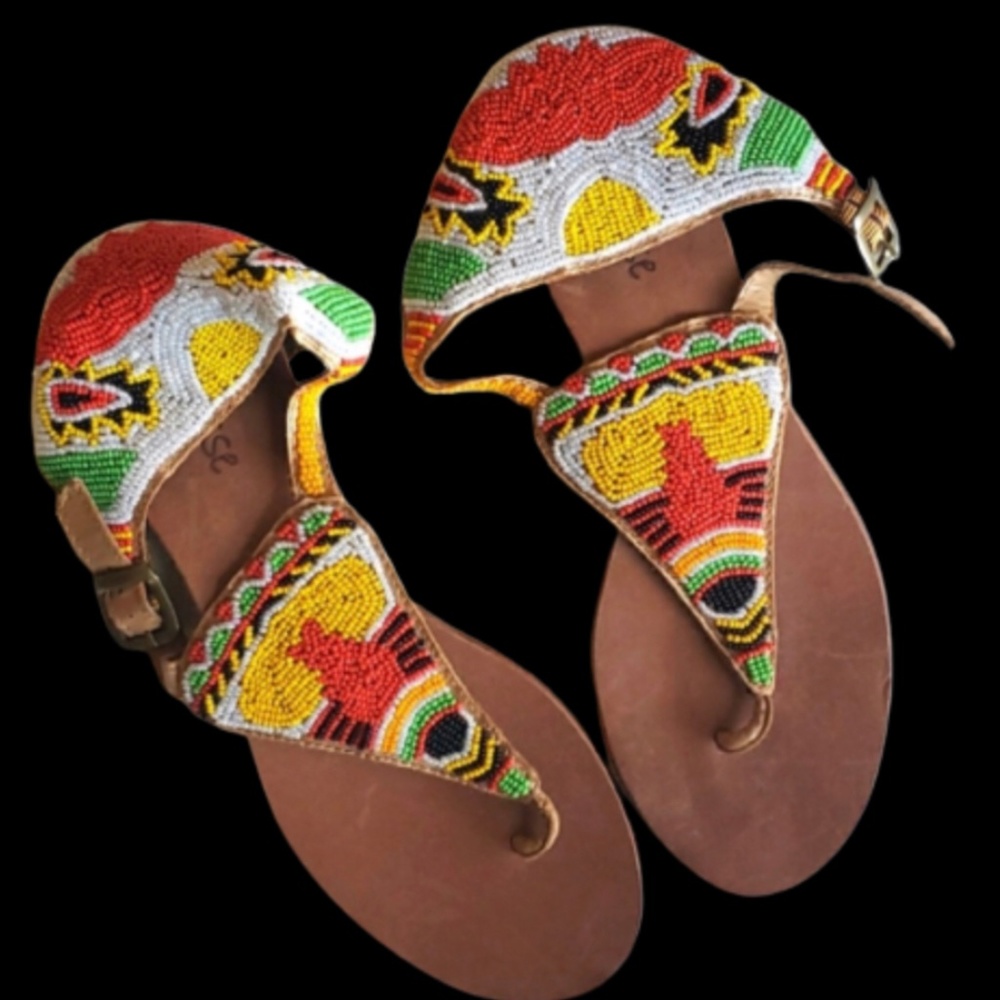 Matisse multicolored beaded and leather sandals size 7